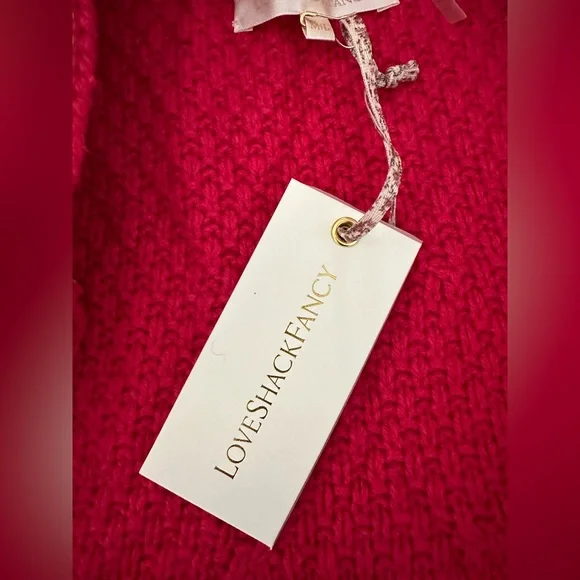 Love Shack Fancy knit cape in hot pink embroidered flower. New with tags ML. - Picture 4 of 5